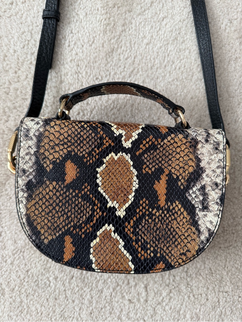 Vince Camuto Snake-Print Crossbody Bag - Brown/Black